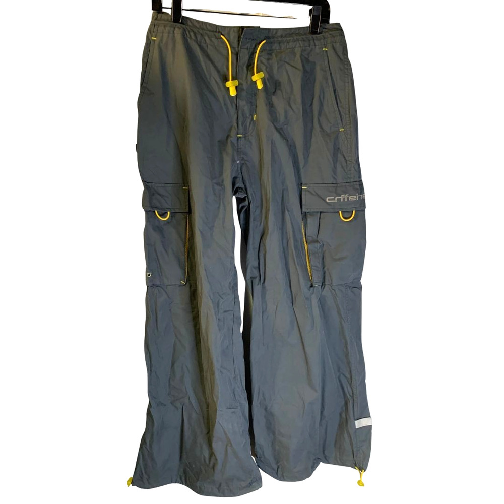 Vintage Caffeine Womens Parachute Rave Pants Size L Gray Skater Wide Leg Cargo